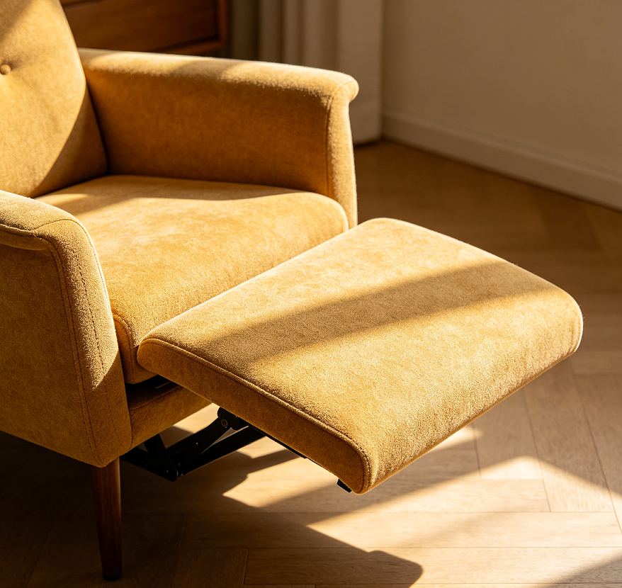 Reclining Fabric Single Sofa with Footrest Extension