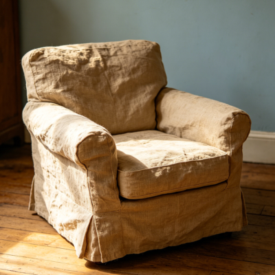 Rustic Folding Single Sofa with Cotton Cover