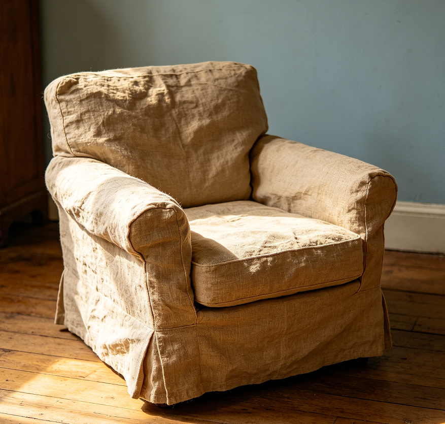 Rustic Folding Single Sofa with Cotton Cover